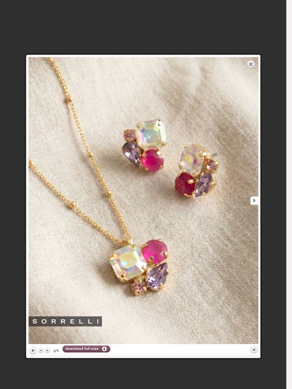 Sorrelli Gold-Plated Pink & Purple Crystal Necklace and Earrings Set